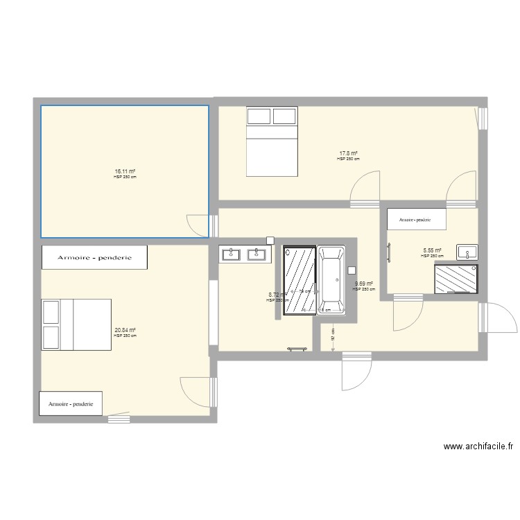 chambre ouais sdb2. Plan de 0 pièce et 0 m2