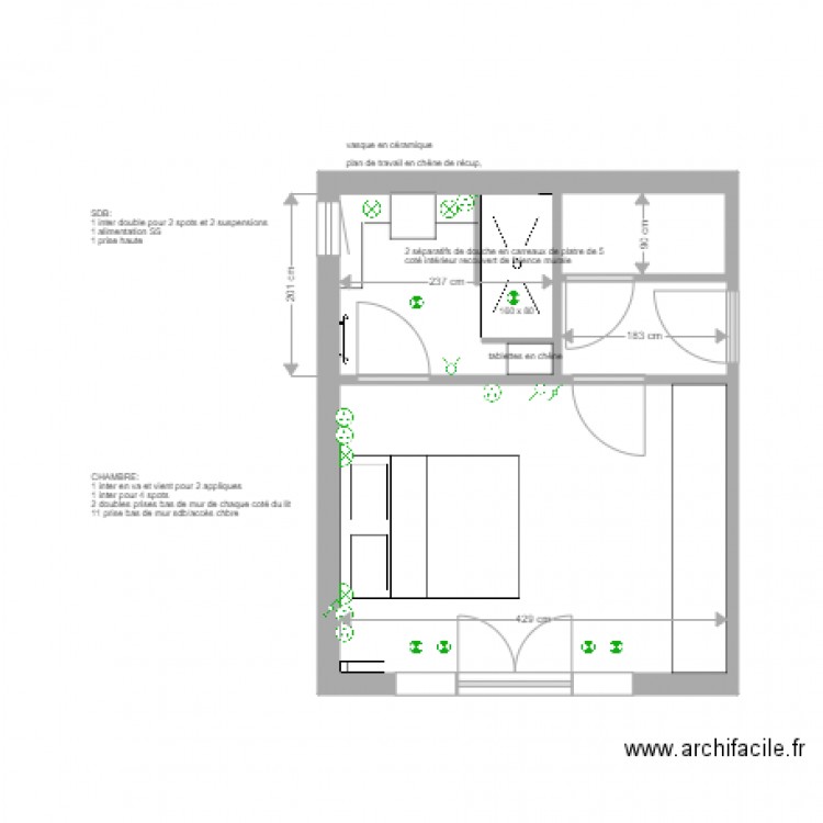 sdb rez de chaussée clarisse et baptiste 1 juin. Plan de 0 pièce et 0 m2