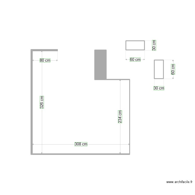 plan carrelage . Plan de 3 pièces et 1 m2