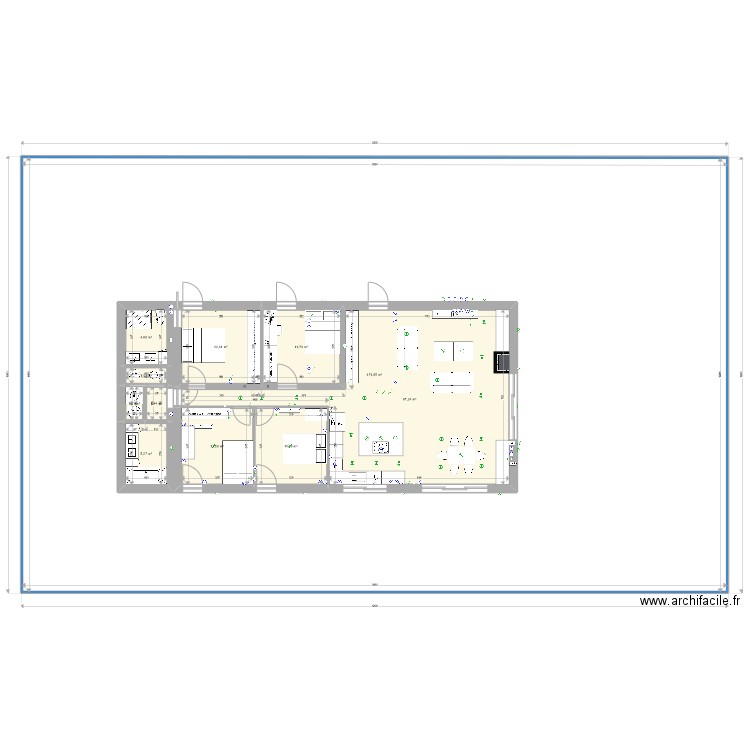 hangar 2023 V1 pour permis de construire. Plan de 11 pièces et 756 m2