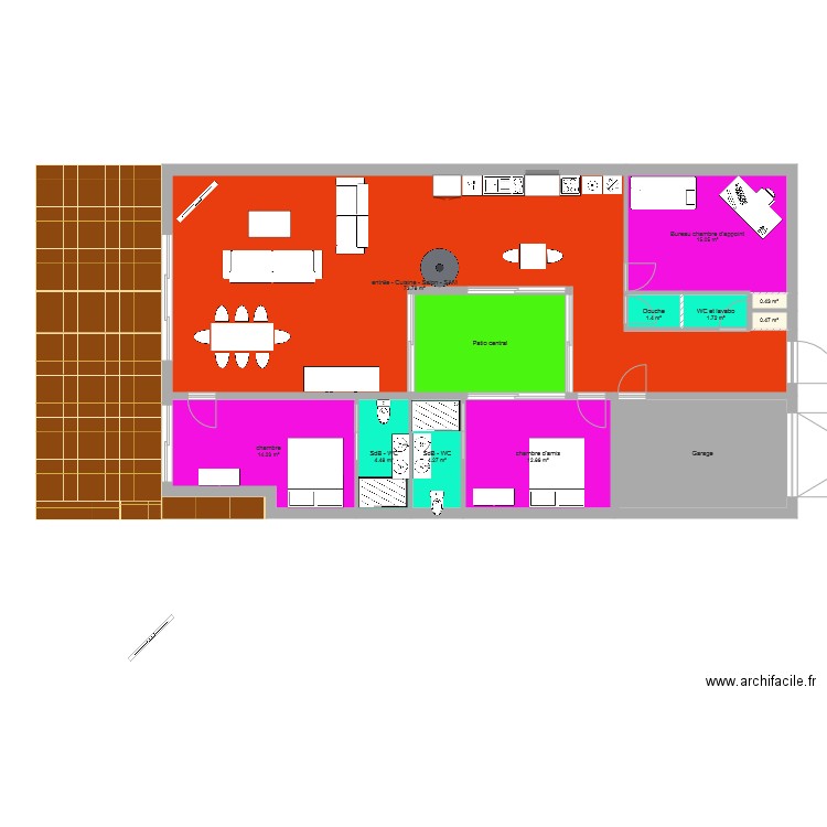 maison patio version 2. Plan de 0 pièce et 0 m2