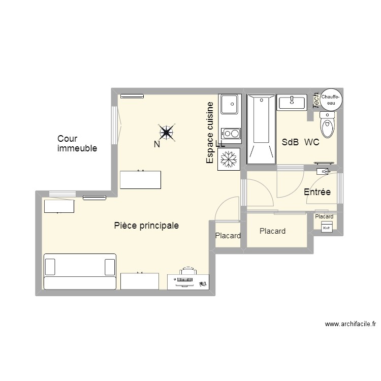 7 Christiani. Plan de 7 pièces et 28 m2