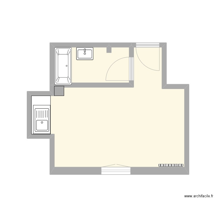 82 Clichy. Plan de 2 pièces et 18 m2