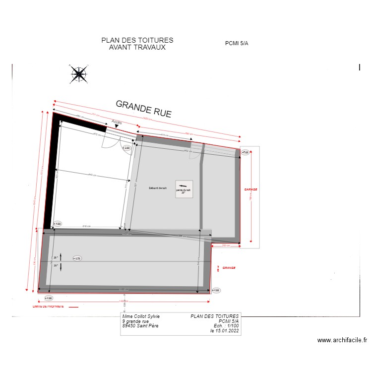 pcmi 5A AVANT TRAVAUX toit gris. Plan de 0 pièce et 0 m2