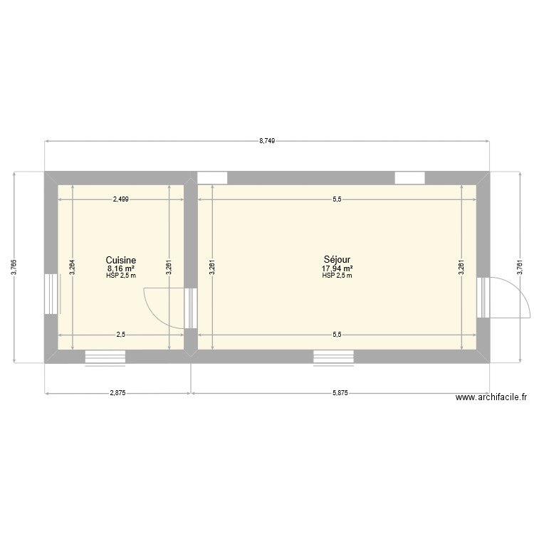 Amenagement cuisine -sejour. Plan de 0 pièce et 0 m2