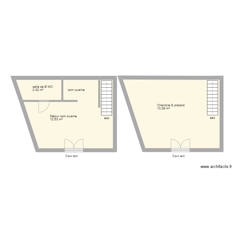 Roncevic Neuilly. Plan de 3 pièces et 66 m2