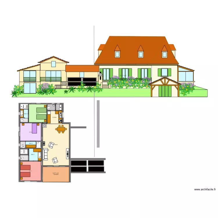 Le Pech App Haut 3 CH plain pied option 2 . Plan de 