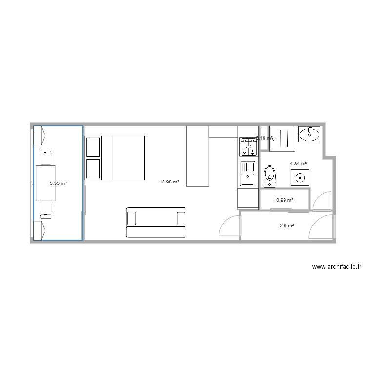 studio cabine. Plan de 0 pièce et 0 m2