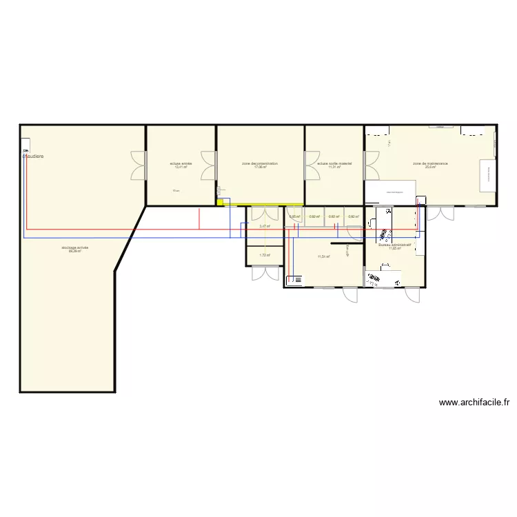 cabine plomberie. Plan de 