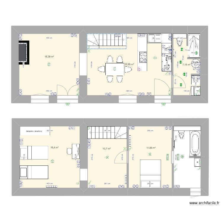 BAG 1. Plan de 6 pièces et 85 m2