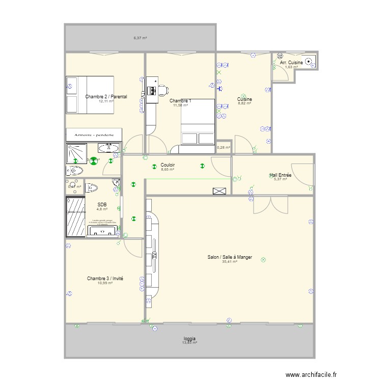 Plan Appart  CAILLOT . Plan de 0 pièce et 0 m2