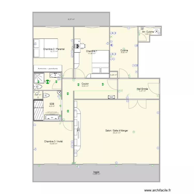 Plan Appart  CAILLOT . Plan de 