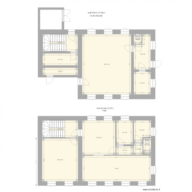 ANCIENNE ECOLE. Plan de 17 pièces et 154 m2