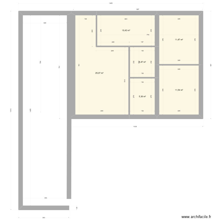 Modif 1. Plan de 6 pièces et 68 m2