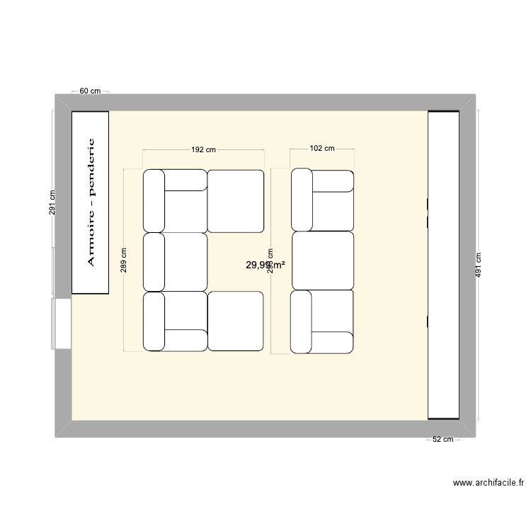 home cinema. Plan de 1 pièce et 30 m2