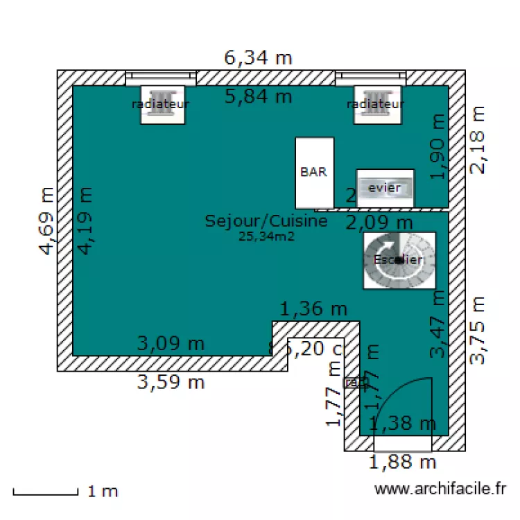 RDC Appartement Bertrand. Plan de 