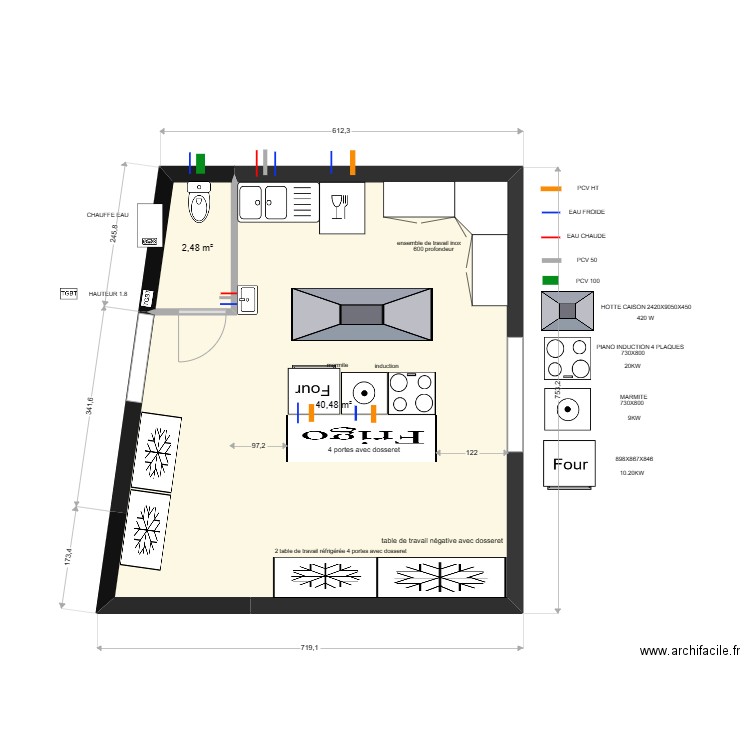 calonne 34. Plan de 2 pièces et 43 m2