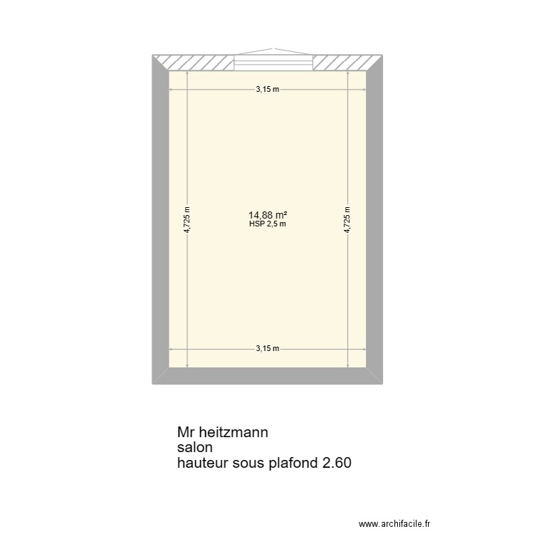 heintzmann salon. Plan de 1 pièce et 15 m2