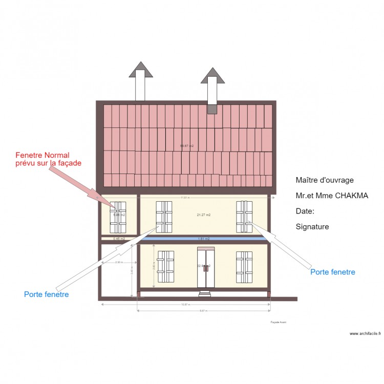 Façade Projet Sud Ouest. Plan de 0 pièce et 0 m2