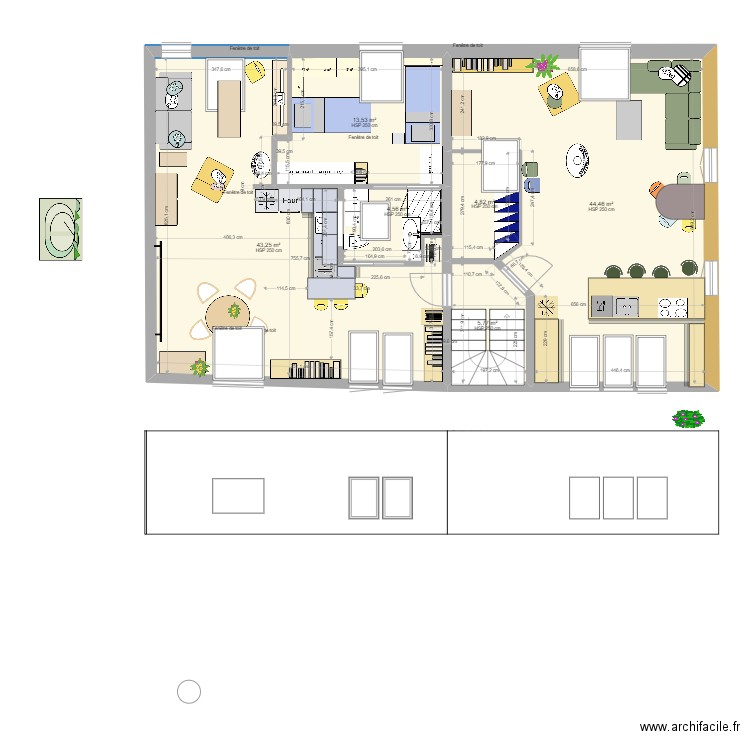 fin. Plan de 6 pièces et 116 m2