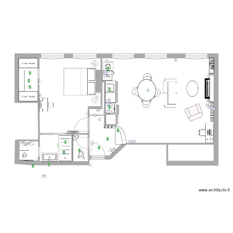 14Beaune_plan elec bis. Plan de 9 pièces et 62 m2