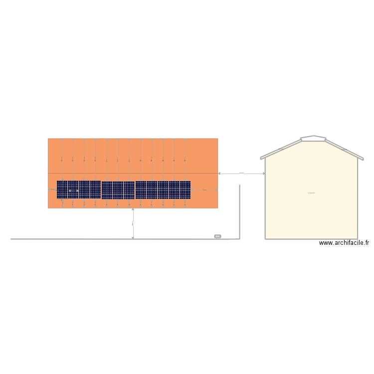   TOITURE solaire hangar. Plan de 4 pièces et 73 m2