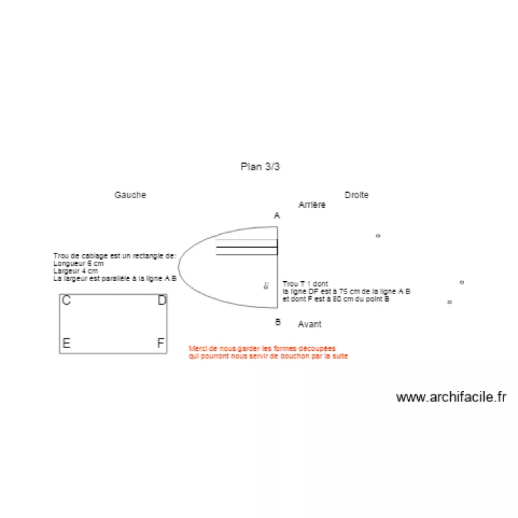 Table Plateau avec Support et Trous. Plan de Table Plateau avec Support et Trous. Plan de