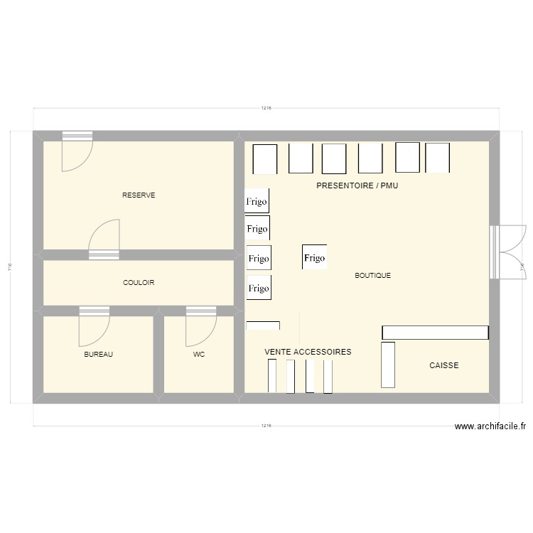 station BP. Plan de 5 pièces et 72 m2