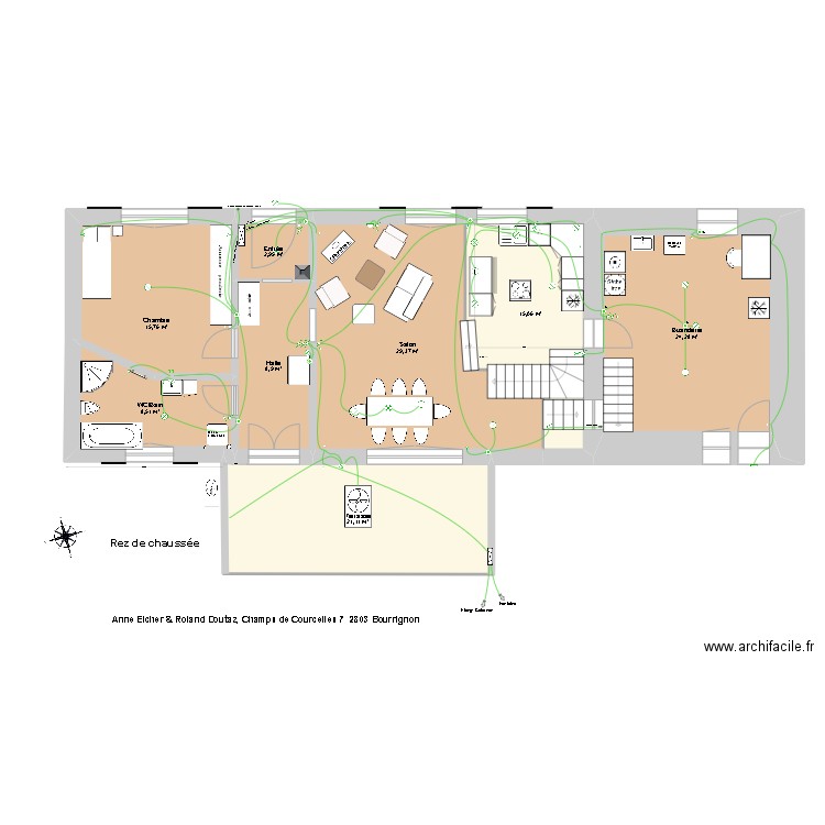 202406  Electricité REZ. Plan de 14 pièces et 240 m2