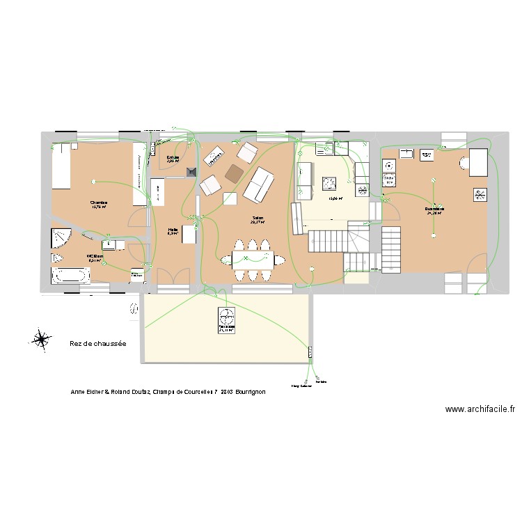 202406  Electricité REZ. Plan de 14 pièces et 239 m2