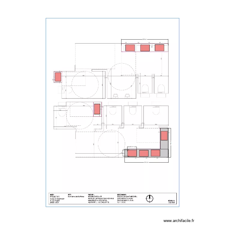 Sanitaires RDJ. Plan de 