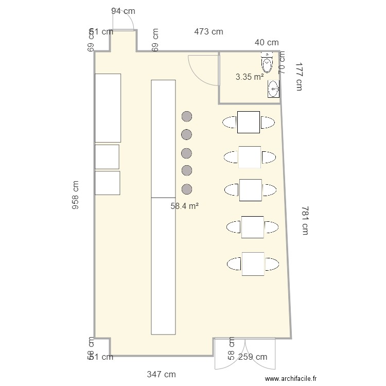 antoine 2. Plan de 2 pièces et 62 m2