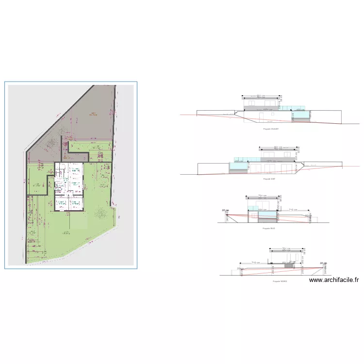 villa favone fa&ccedil;ades. Plan de 