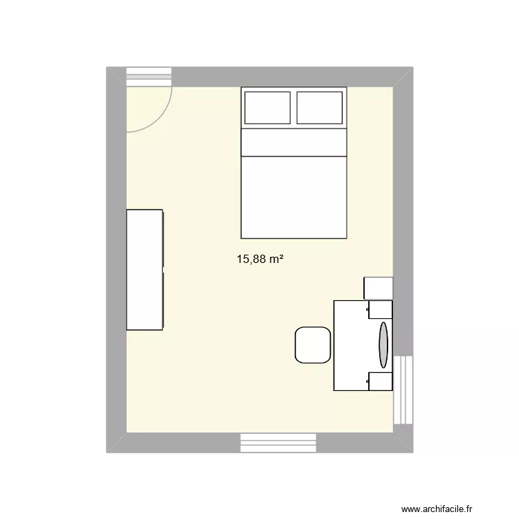 ma chambre. Plan de 1  et 16 m²
