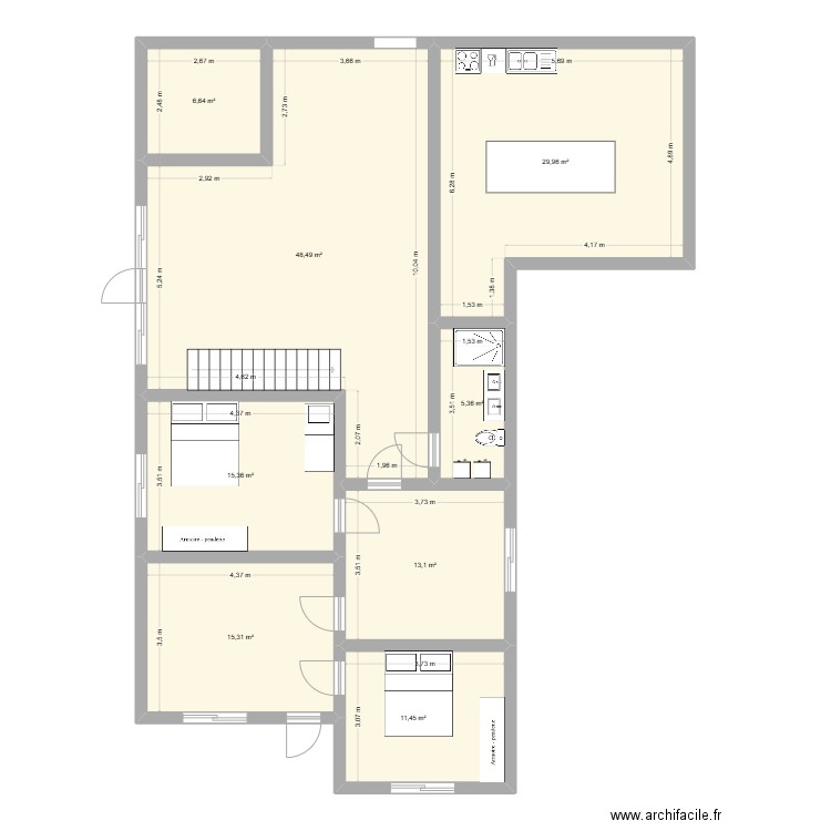 carreiros. Plan de 8 pièces et 146 m2