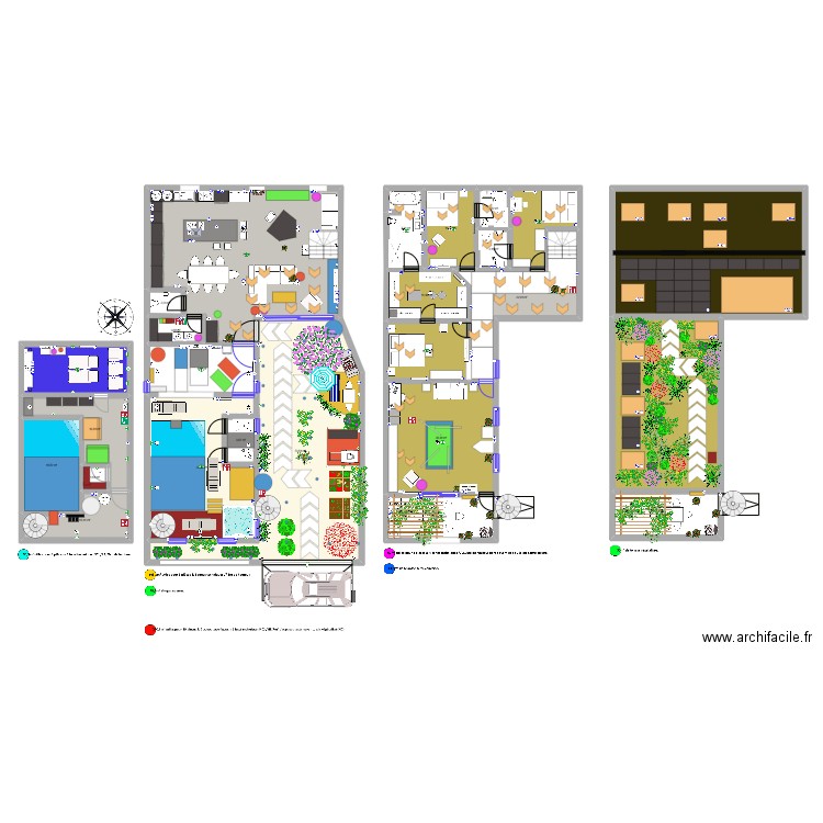 Projet type. Plan de 25 pièces et 555 m2