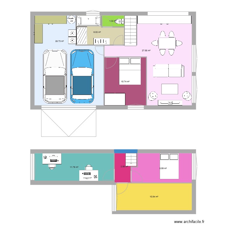 maison 3 modules garage 2. Plan de 0 pièce et 0 m2
