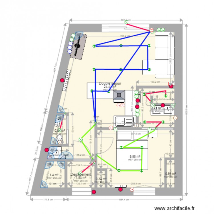 Appart 1 Electricité. Plan de 0 pièce et 0 m2