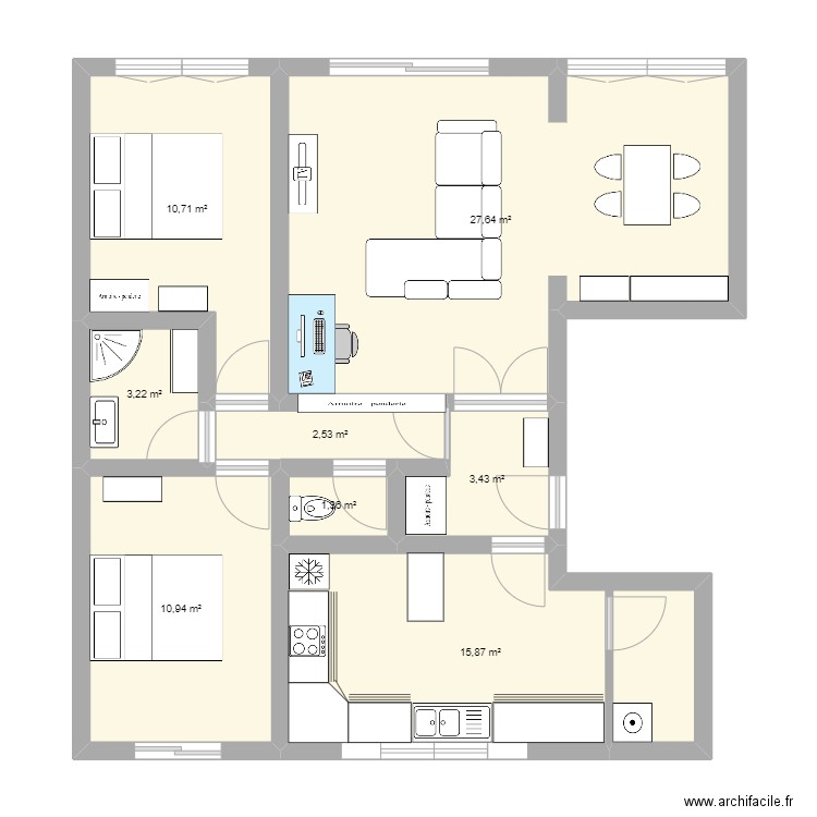 appart margny. Plan de 8 pièces et 76 m2