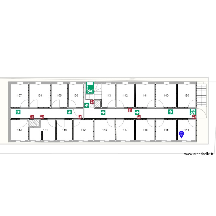 Plan évacuation rocade Chambre 144. Plan de 0 pièce et 0 m2