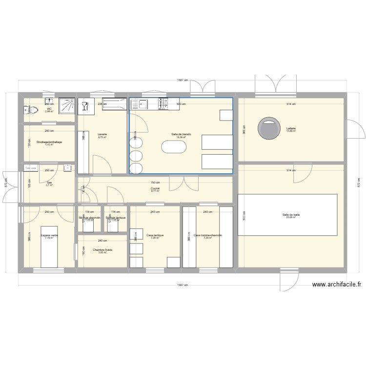 fromagerie 2. Plan de 14 pièces et 119 m2