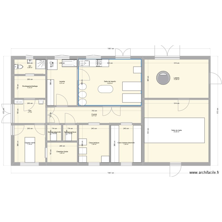 fromagerie 2. Plan de 15 pièces et 109 m2