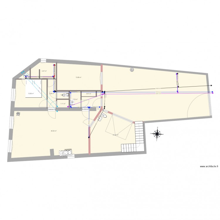 Evac et alim eau RDC 3. Plan de 0 pièce et 0 m2