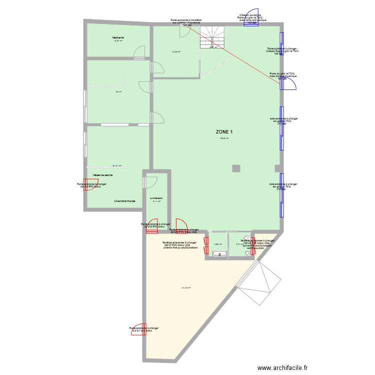 Cuisine salle Menuiserie zone 1. Plan de 0 pièce et 0 m2