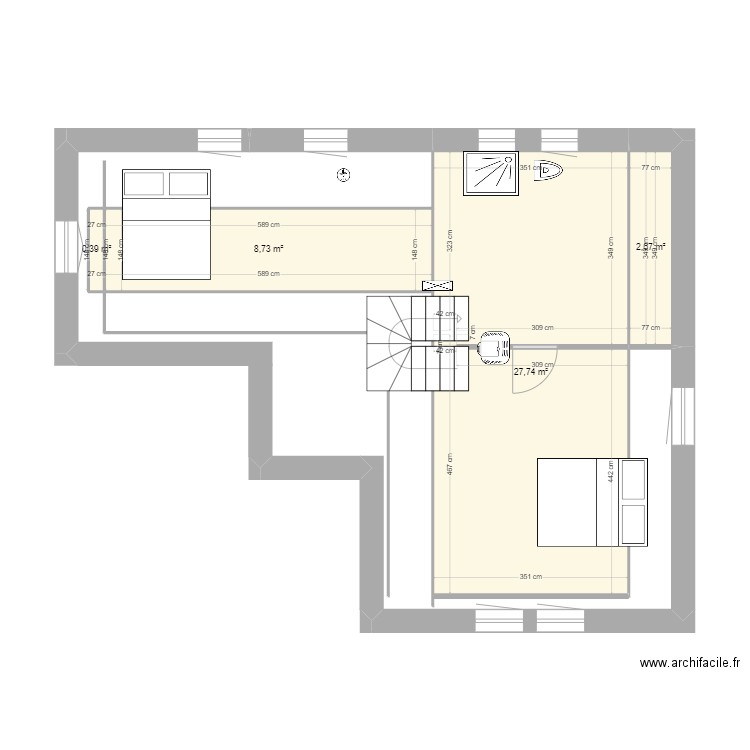 Camille étage. Plan de 4 pièces et 40 m2