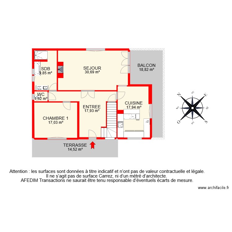 BI 7444 RDC. Plan de 9 pièces et 133 m2