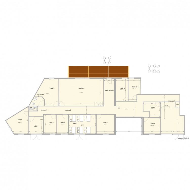 salles changées bis. Plan de 0 pièce et 0 m2