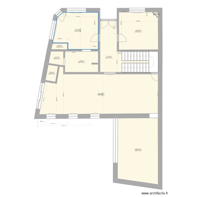 cadinot V1. Plan de 21 pièces et 271 m2