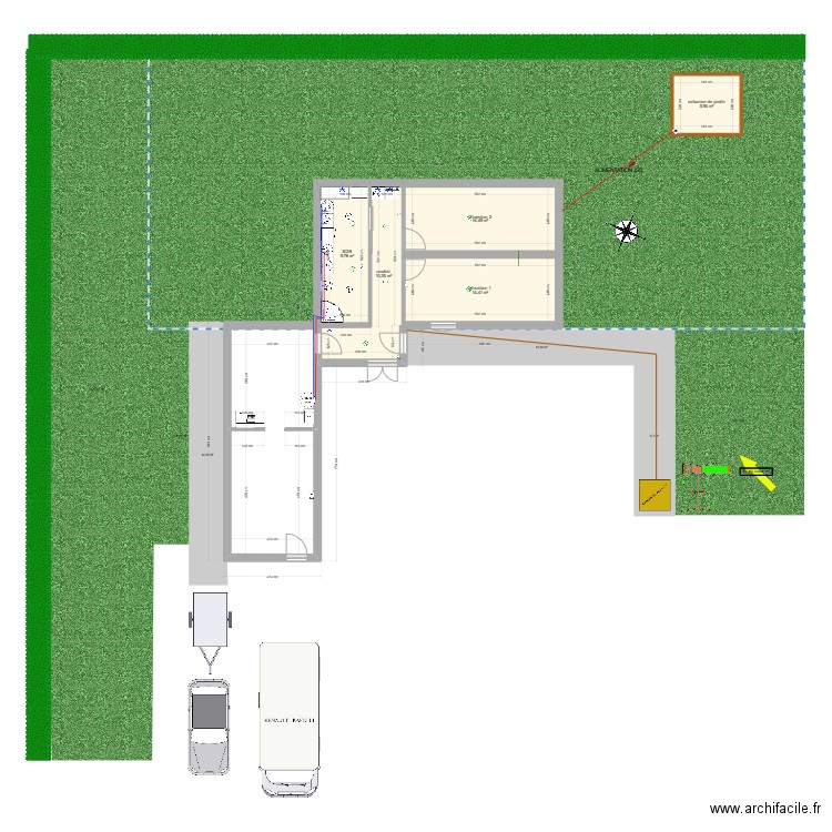extension nord. Plan de 5 pièces et 55 m2