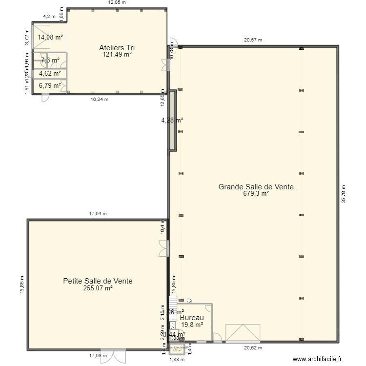 Plan ensemble V0b. Plan de 12 pièces et 1118 m2